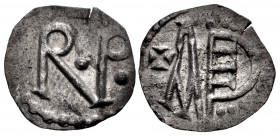 CAROLINGIANS. Pépin 'le Bref' (the Short). King of the Franks, 754/5-768. AR Denier (15mm, 0.84 g, 11h). Ande[cavis] (Angers) mint. Struck circa AD 75...
