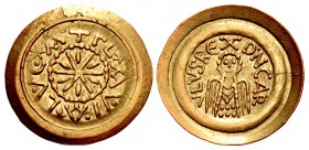 CAROLINGIANS. Charlemagne (Charles the Great). As Charles I, King of the Franks, 768-814. AV Tremissis (18mm, 1.00 g, 12h). Lucca mint. Struck after t...