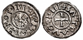 FRANCE, Early Feudal. Abbaye Saint-Ouen de Rouen. 10th century. AR Denier (22mm, 1.22 g, 9h).