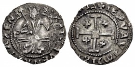 CRUSADERS, Lusignan Kingdom of Cyprus. Catherine Cornaro. 1473-1489. AR Gros (25mm, 3.10 g, 8h).