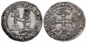 CRUSADERS, Knights of Rhodes (Knights Hospitaller). Hélion de Villeneuve. 1319-1346. AR Gigliato (26mm, 3.88 g, 3h).