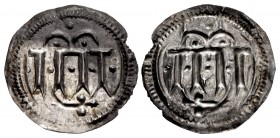 DENMARK. Harald Blåtand (Bluetooth). Circa 958/9-986. AR Halvbrakteat (18mm, 0.29 g, 6h). Imitating class 2 deniers of Charlemagne from Dorestadt. Hai...