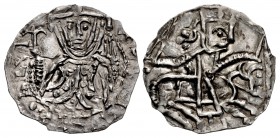 DENMARK. Erik II Emune. 1134-1137. AR Pfennig (20mm, 0.90 g, 3h). Lund mint; Alwins, moneyer.