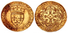 FRANCE, Royal. Charles VI le Bien-Aimé/le Fol (the Well-Beloved/the Mad). 1380-1422. AV Écu d’or (29mm, 4.01 g, 8h). Troyes mint. Third emission, 11 S...