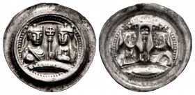 GERMANY, Gelnhausen (Königliche Münszstätte). Friedrich I, with Beatrix. 1155-1190. AR Bracteate (27mm, 0.75 g).