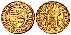 HUNGARY, Magyar Királyság (Kingdom of Hungary). Ladislaus V. 1453-1457. AV Goldgulden – Aranyforint (22mm, 3.57 g, 3h). Körmöcbánya (Kremnica) mint; J...