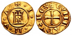 ITALY, Genova. Republic. 1139-1339. AV Genovino (20mm, 3.49 g, 8h). In the name of Holy Roman emperor Conrad II, 1139-1252. Uncertain (trefoil) moneye...