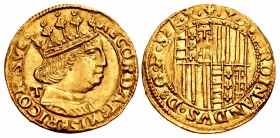 ITALY, Napoli (Regno). Ferdinando I (Don Ferrante). 1458-1494. AV Ducato (23mm, 3.51 g, 9h). Napoli (Naples) mint; Gian Carlo Tramontano, maestro di z...