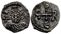 ITALY, Papale (Stato pontificio). Gregory III, with Emperor Leo III. 731-741. AR Quarter Siliqua(?) (9mm, 0.32 g, 6h). Papal-Imperial coinage. Rome mi...