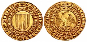 ITALY, Sicilia (Regno). Pietro I il grande (the Great), with Constanza. 1282-1285. AV Pierreale (24mm, 4.38 g, 6h). Messina mint.