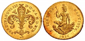 ITALY, Toscana (Granducato). Ferdinando III. Restored, 1814-1848. AV Ruspone  (27mm, 10.59 g, 6h). Firenze (Florence); segno: stork. Dated 1816.