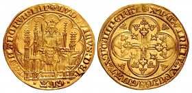LOW COUNTRIES, Antwerpen (Antwerp). Lodewijk IV. Holy Roman Emperor, 1316-1378. AV Gouden schild – chaise d’or (30.5mm, 4.48 g, 11h). Antwerpen (Antwe...