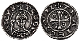 LOW COUNTRIES, Utrecht (sticht). Dirk II van Are. 1198-1212. AR Denier (14mm, 0.56 g, 12h).