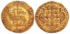 LOW COUNTRIES, Vlaanderen (Flanders). Lodewijk II van Male. 1346-1384. AV Gouden lam (30mm, 4.42 g, 30h). Gand (Ghent) and Mechelen (Mechlin) mint.