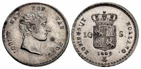 LOW COUNTRIES, Koninkrijk Holland. Lodewijk I Napoleon. 1806-1810. AR 10 Stuivers (24mm, 5.21 g, 6h). Utrecht mint; mm: bee. Dated 1809.
