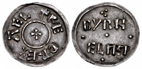 ANGLO-SAXON, Kings of Wessex. Alfred the Great. 871-899. AR Penny (21mm, 1.56 g, 2h). Two-line (’Guthram’) type. Uncertain mint;  Beorhthelm, moneyer....
