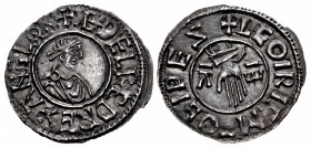 ANGLO-SAXON, Kings of All England. Æthelred II. 978-1016. AR Penny (21.5mm, 1.55 g, 6h). First Hand type (BMC iia, Hild. B1). Ipswich mint; Leoric, mo...