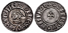 ANGLO-SAXON, Kings of All England. Æthelred II. 978-1016. AR Penny (20mm, 1.42 g, 4h). Last Small Cross type (BMC i, Hild. A). Lincoln mint; Asfrøthr,...
