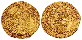 PLANTAGENET. Edward III. 1327-1377. AV Noble (32mm, 6.69 g, 4h). Fourth coinage, Pre-Treaty period, series E. Tower (London) mint; im: cross 2. Struck...