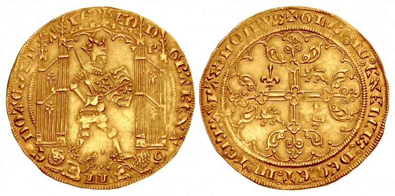 ANGLO-GALLIC. Edward III. 1327-1377. AV Guyennois (29mm, 3.86 g, 1h). Third type...