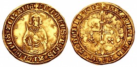 ANGLO-GALLIC. Edward the Black Prince. As Prince of Aquitaine, 1362-1372. AV Hardi d'or – Guyennois (28mm, 4.03 g, 1h). Bordeaux mint. Struck circa 13...