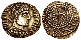 ANGLO-SAXON, Pale Gold Phase. Circa 645-665/70. Pale AV Thrymsa (14mm, 1.30 g, 9h). ‘Cripsus’ or delaiona type.