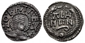 ANGLO-SAXON, Kings of Mercia. Offa. 757-796. AR Penny (17mm, 1.28 g, 6h). Light coinage, portrait type. London mint; Ealhmund, moneyer. Struck circa 7...