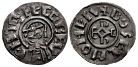 ANGLO-SAXON, Kings of Wessex. Ecgberht. 802-839. AR Penny (20mm, 1.32 g, 9 h). Portrait type. Canterbury mint; Bosel, moneyer. Struck circa 828-839.