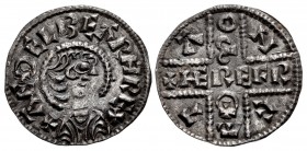 ANGLO-SAXON, Kings of Wessex. Æthelberht. 858-865/6. AR Penny (21mm, 1.35 g, 3h). Inscribed Cross type. Canterbury mint; Herefeth, moneyer. Struck cir...