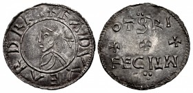 ANGLO-SAXON, Kings of Wessex. Edward the Elder. 899-924. AR Penny (23mm, 1.46 g, 11h). Bust Diademed (BD) type (BMC iii). Mint in East Anglia; Otsri(?...