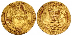 TUDOR. Edward VI. 1547-1553. AV Half Sovereign (30mm, 5.34 g, 5h). First issue. Southwark mint; im: Є. Struck in the name of Henry VIII, 1547-1551.