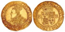 TUDOR. Elizabeth I. 1558-1603. AV Half Pound (31mm, 5.54 g, 3h). Sixth issue. Tower (London) mint; im: woolpack. Struck 1594-1595.