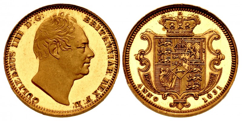 HANOVER. William IV. 1830-1837. Proof AV Half Sovereign (17mm, 3.78 g, 6h). Lond...