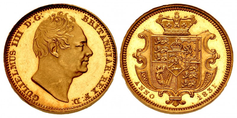 HANOVER. William IV. 1830-1837. Proof AV Half Sovereign (17mm, 3.93 g, 6h). Lond...