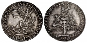 TUDOR. temp. Elizabeth I. 1558-1603. AR Jeton (30mm, 6.19 g, 12h). Thanksgiving for the Defeat of the Spanish Armada. Of uncertain Dutch manufacture. ...