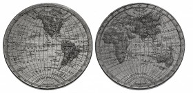 HANOVER. temp. George III. 1760-1820. WM Medal (74mm, 105.1 g, 12h). Map of the World, Eastern and Western Hemispheres. By T. Halliday(?). Struck circ...