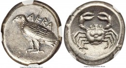 SICILY. Acragas. Ca. 510-470 BC. AR didrachm (19mm, 8.67 gm, 10h). NGC Choice XF S 5/5 - 4/5. AKRA, eagle standing left with closed wings / Crab seen ...