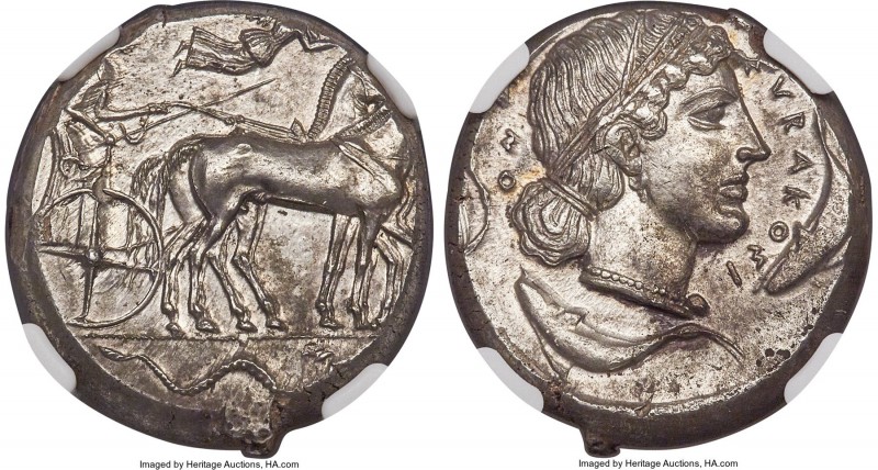 SICILY. Syracuse. Second Democracy (ca. 466-405 BC). AR tetradrachm (24mm, 17.35...