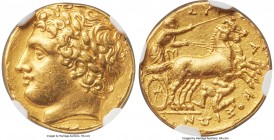 SICILY. Syracuse. Agathocles (317-289 BC). AV decadrachm (16mm, 4.14 gm, 7h). NGC Choice XF 5/5 - 3/5, Fine Style, ex-jewelry. Ca. 317-310 BC. Laureat...