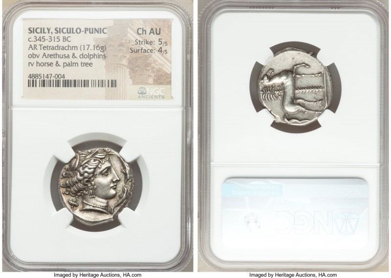 SICILY. Siculo-Punic. Entella. Ca. 345-315 BC. AR tetradrachm (25mm, 17.16 gm, 3...