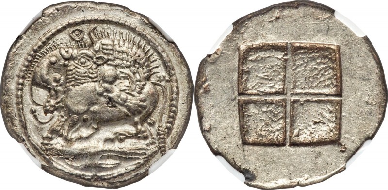 MACEDON. Acanthus. Ca. 470-430 BC. AR tetradrachm (28mm, 17.11 gm). NGC Choice A...