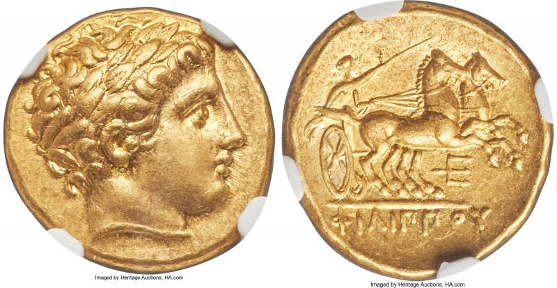 MACEDONIAN KINGDOM. Philip II (359-336 BC). AV stater (18mm, 8.60 gm, 8h). NGC A...