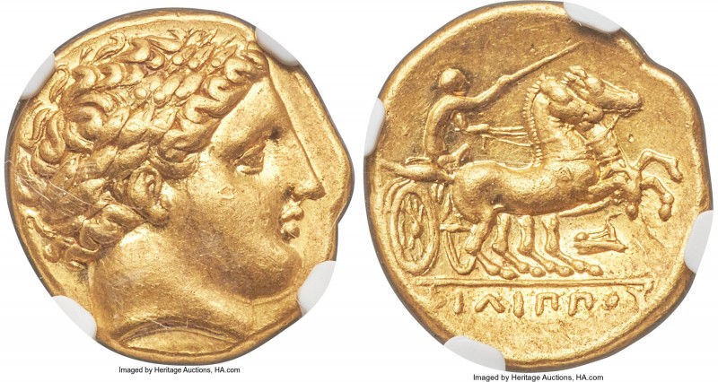 MACEDONIAN KINGDOM. Philip II (359-336 BC). AV stater (19mm, 8.63 gm, 7h). NGC A...