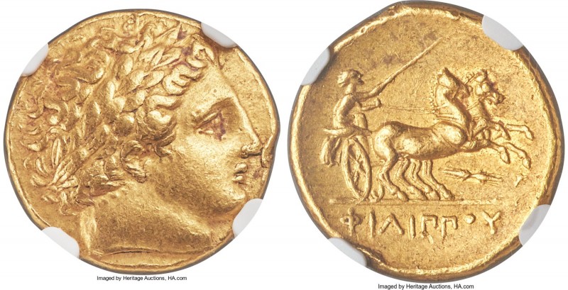 MACEDONIAN KINGDOM. Philip II (359-336 BC). AV stater (19mm, 8.56 gm, 9h). NGC X...