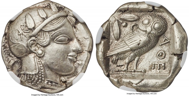 ATTICA. Athens. Ca. 465-455 BC. AR tetradrachm (25mm, 17.15 gm, 7h). NGC Choice ...
