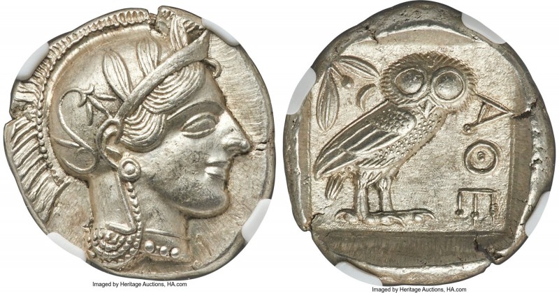 ATTICA. Athens. Ca. 440-404 BC. AR tetradrachm (26mm, 17.18 gm, 7h). NGC MS S 5/...