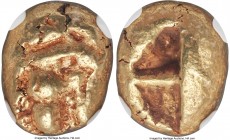 IONIA. Ephesus. Ca. 600-550 BC. EL third-stater or trite (13mm, 4.62 gm). NGC VF 4/5 - 4/5. 'Primitive' bee, viewed from above / Two incuse squares of...