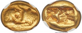 LYDIAN KINGDOM. Croesus (561-546 BC). AV third-stater or trite (11mm, 3.53 gm). NGC Fine 5/5 - 3/5, scuff. Sardes, 'heavy' standard, ca. 561-550 BC. C...