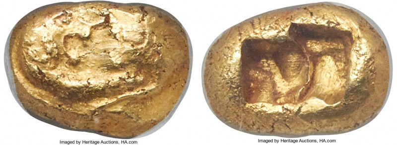 LYDIAN KINGDOM. Croesus (561-546 BC). AV sixth-stater or hecte (9mm, 1.77 gm). N...