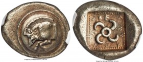 LYCIAN DYNASTS. Teththiveibi (ca. 460-425 BC). AR stater (20mm, 8.56 gm). NGC Choice XF S 4/5 - 4/5. Forepart of boar left on round shield / T↑XXEF↑EB...